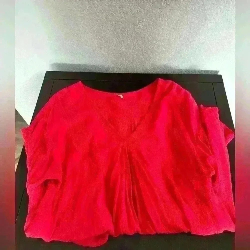 Free People red embroidered tunic top-size, M - Picture 9 of 9